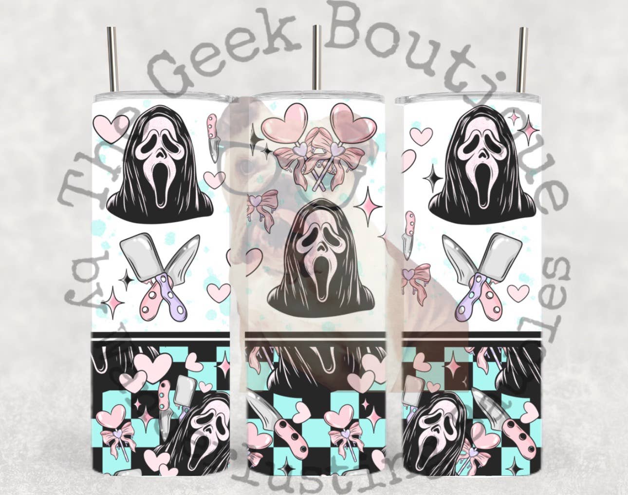 Ghostface Blue Check Valentines Day Horror Movie Tumbler