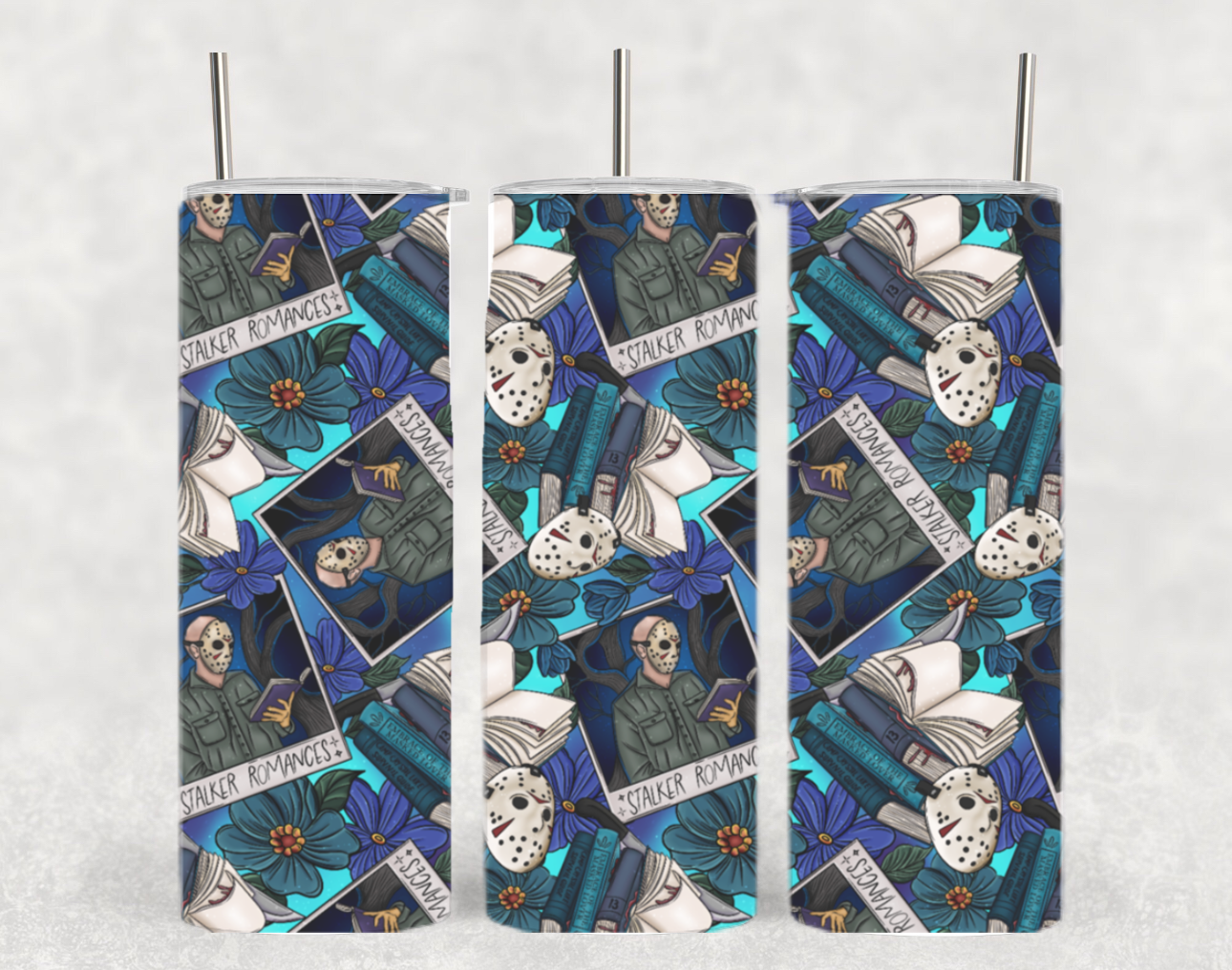 Jason Photo Book Collage Reader Horror Halloween Tumbler