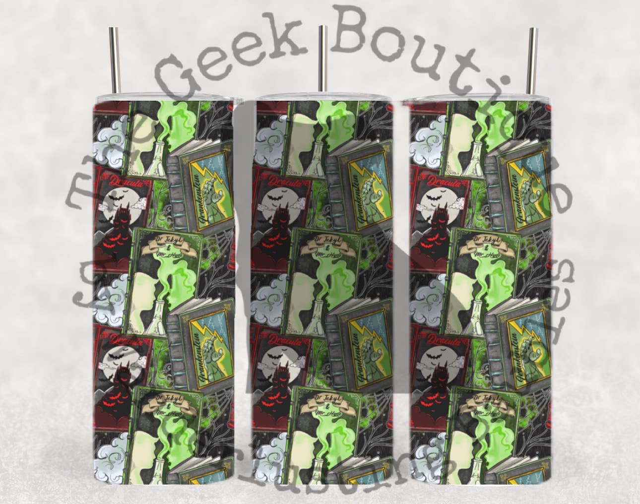 Frankenstein Dracula Gothic Horror Novel Spooky Book Tumbler