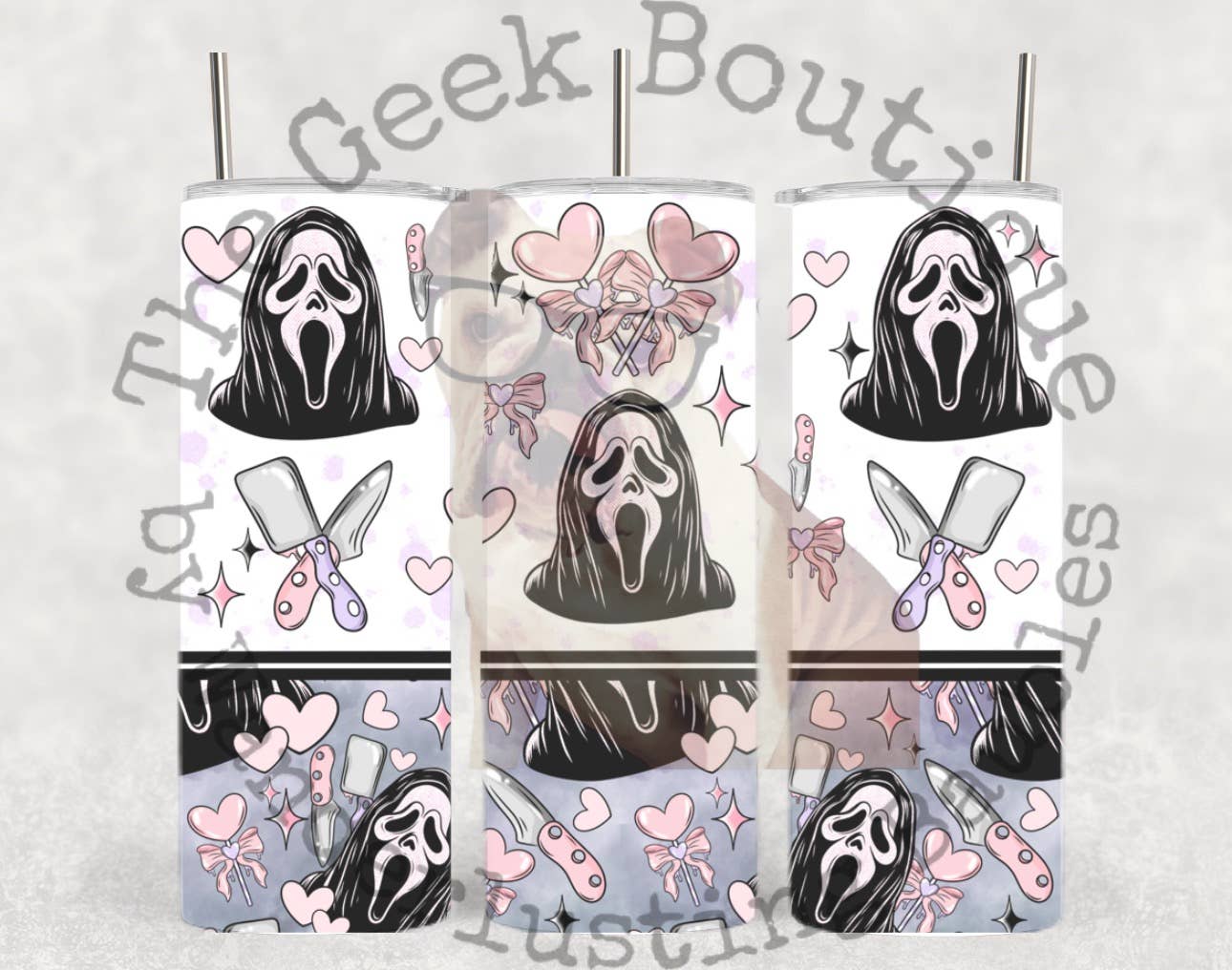 Ghostface Purple Hearts Valentines Day Horror Movie Tumbler