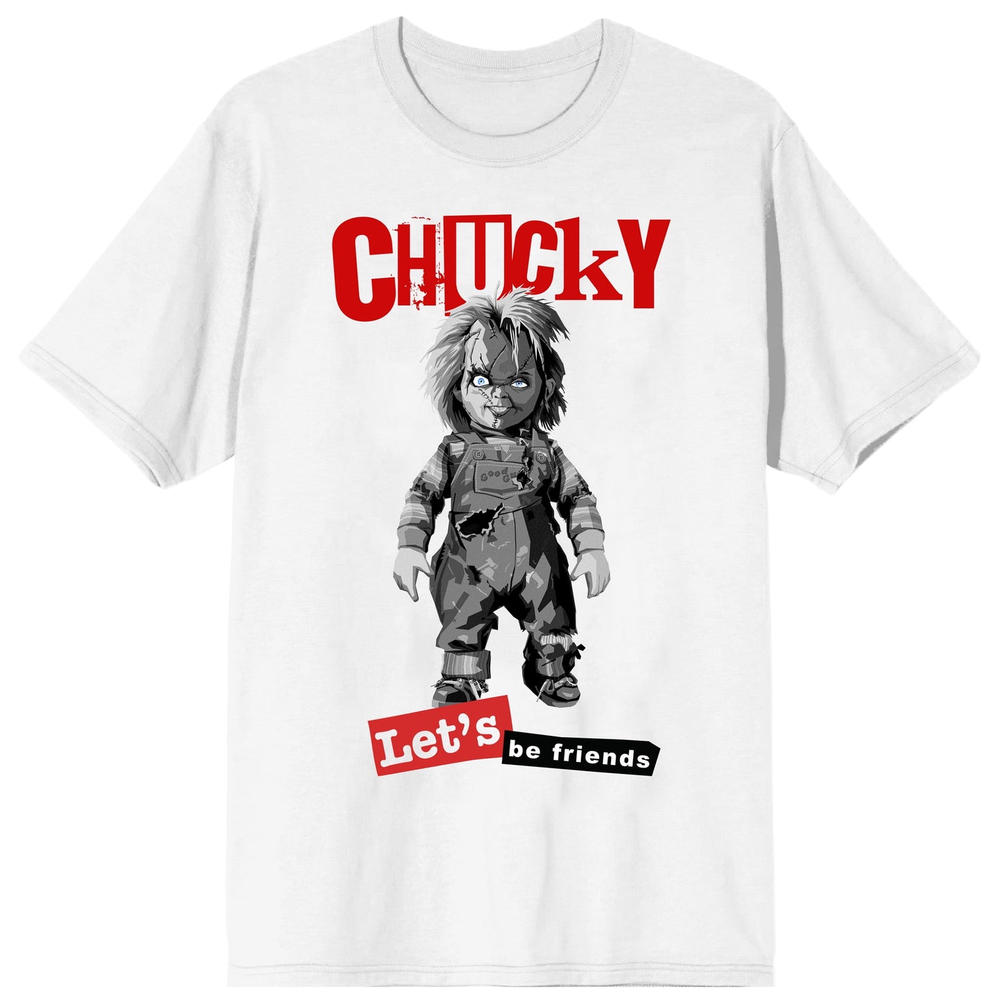 Chucky Let'S Be Friends Crew Neck Short Sleeve Men'S White T-Shirt-Small