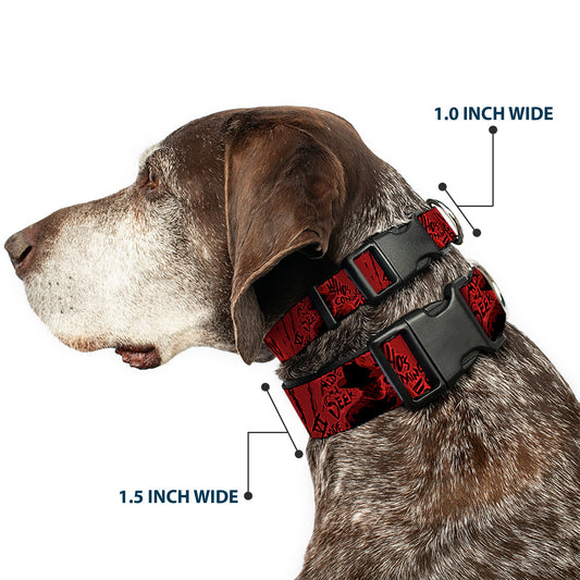 Plastic Clip Collar - Freddy Poses/Quote Scrawls/Hand Scratching2 Reds/Black