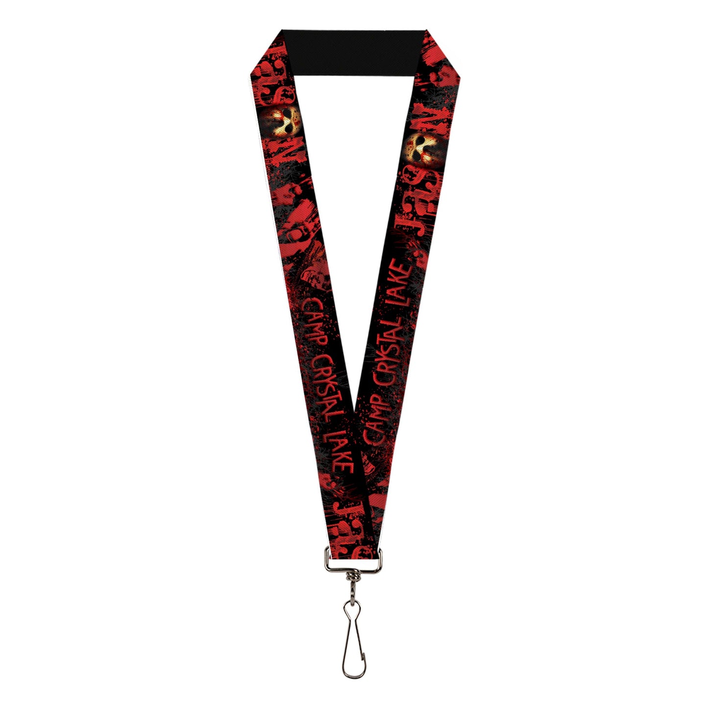 Lanyard - 1.0" - JASON Mask6/CAMP CRYSTAL LAKE/Hand Prints Blood Splatter Black/Reds/Gray