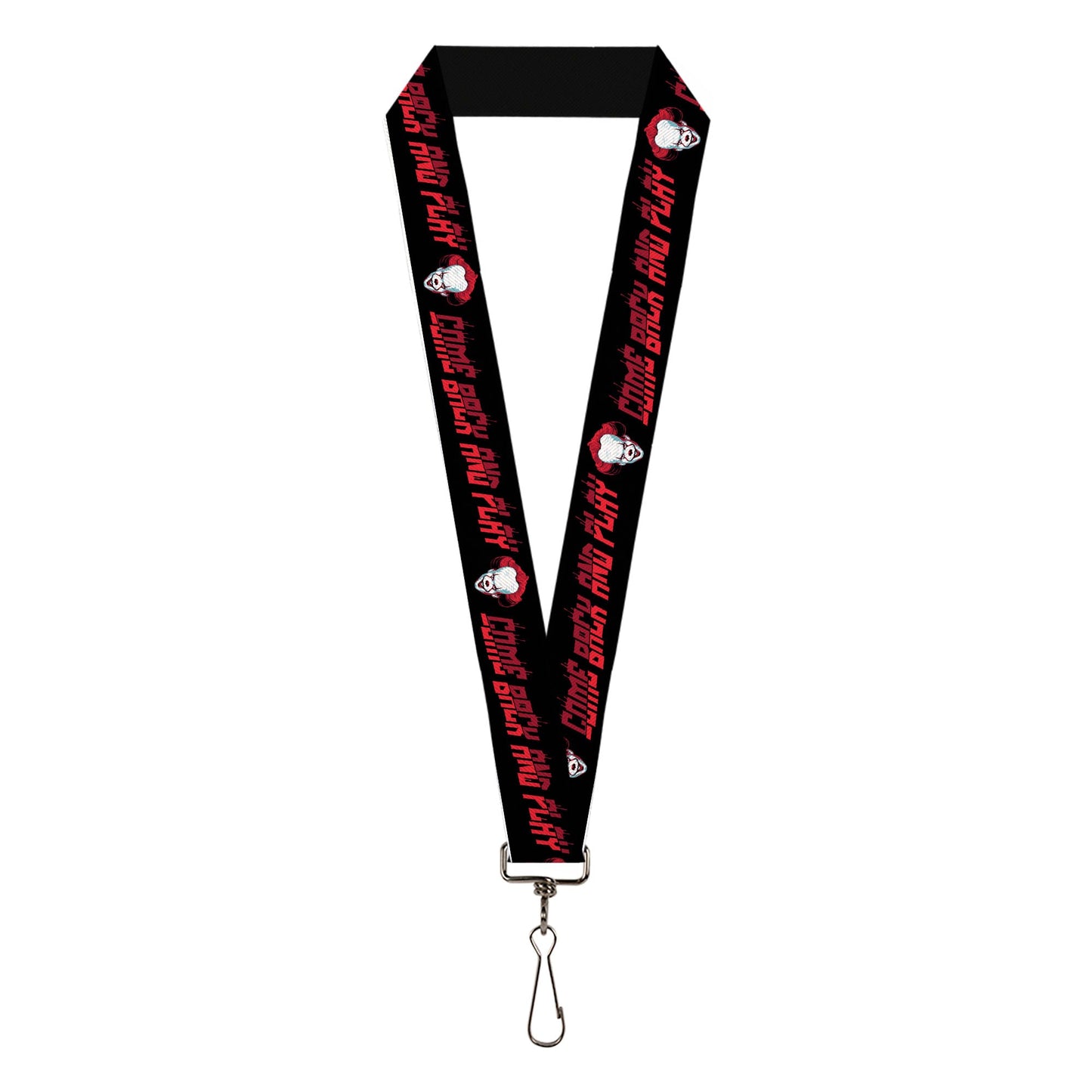 Lanyard - 1.0" - It Chapter Two Pennywise Face COME BACK AND PLAY Black/Reds