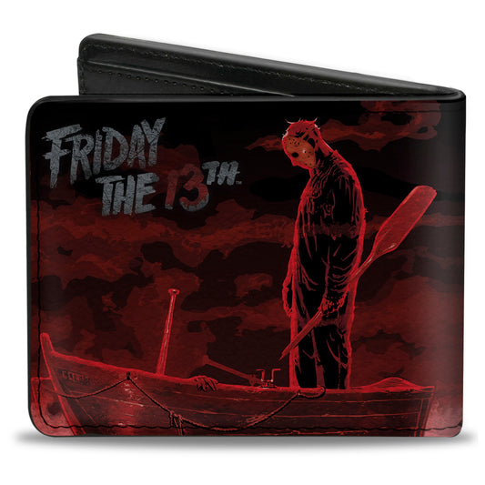 Bi-Fold Wallet - FRIDAY THE 13th Jason Boat Murder Black Reds White