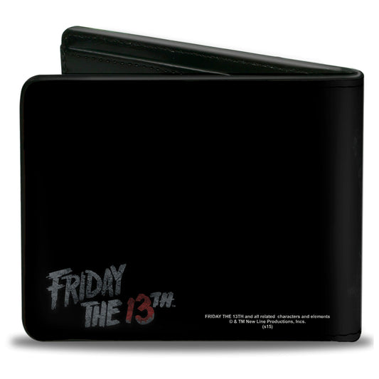 Bi-Fold Wallet - Jason Mask3 CLOSE-UP + FRIDAY THE 13th Black Grays Red