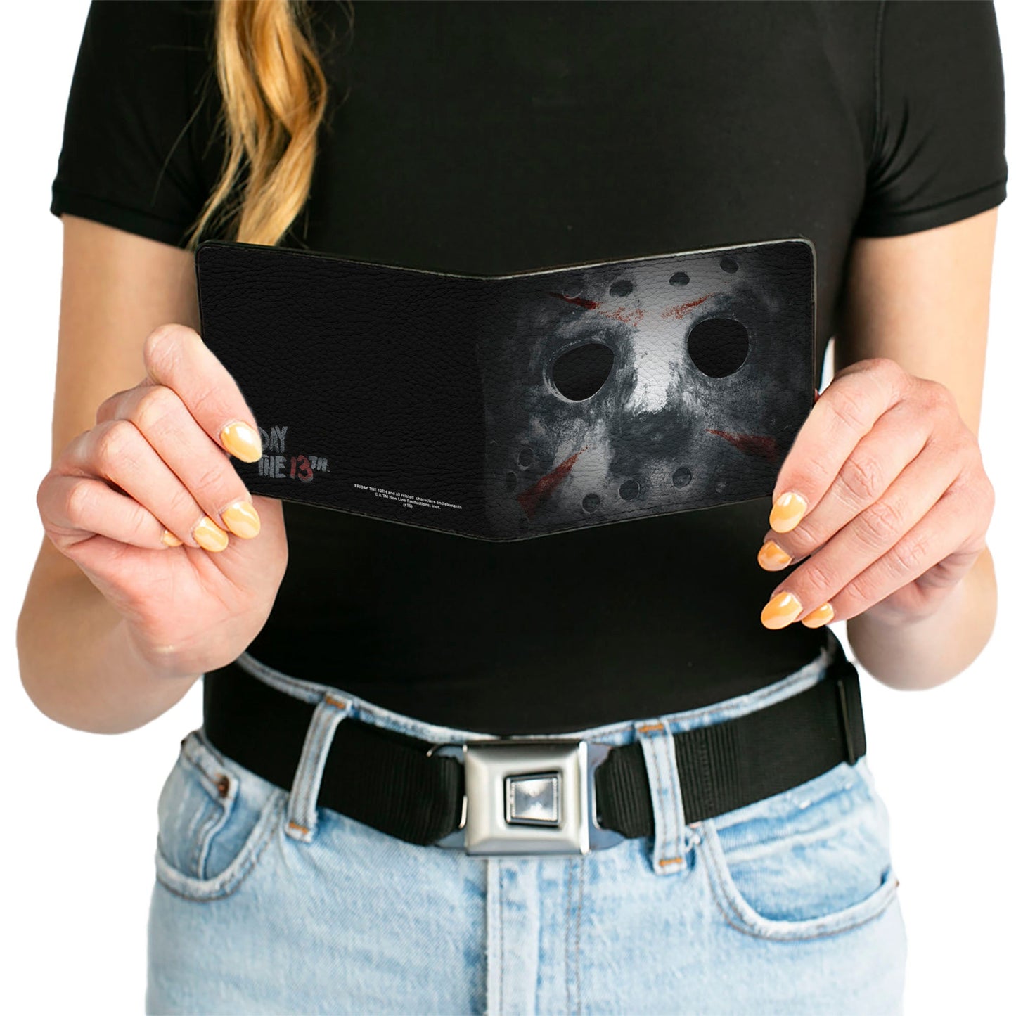 Bi-Fold Wallet - Jason Mask3 CLOSE-UP + FRIDAY THE 13th Black Grays Red