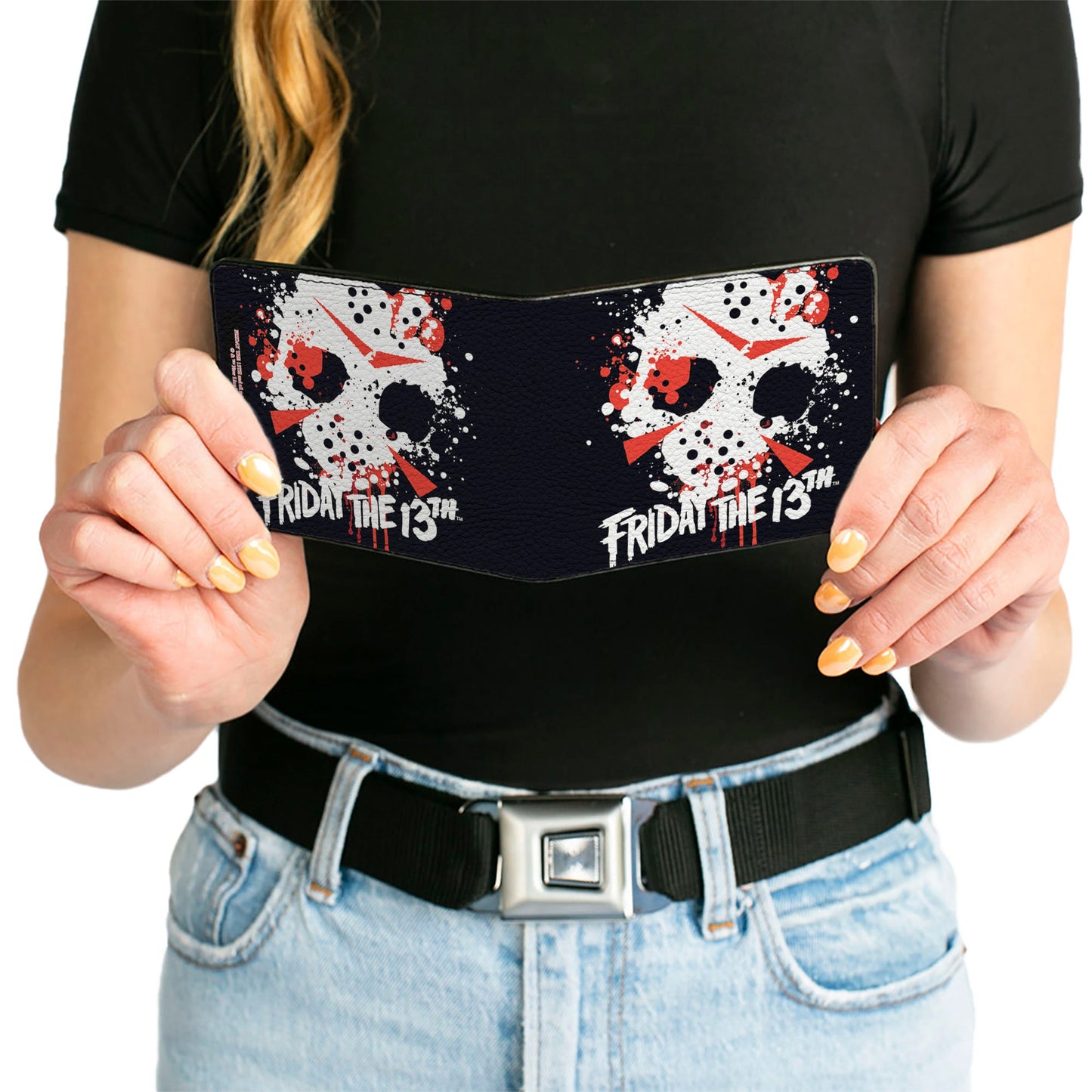 Bi-Fold Wallet - FRIDAY THE 13th Jason Mask 5 Splatter Black White Red