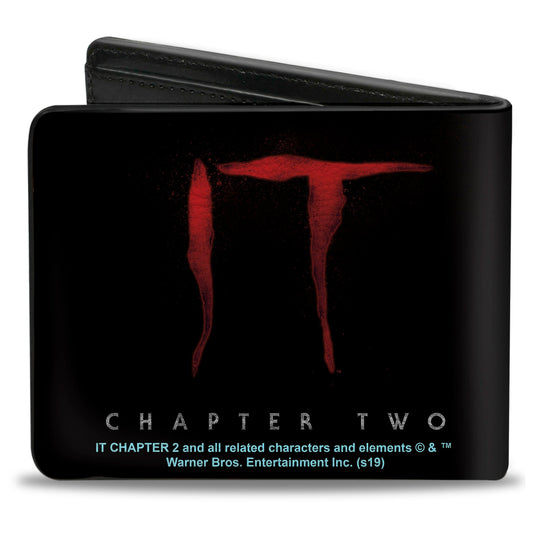 Bi-Fold Wallet - IT CHAPTER TWO Pennywise Face + Logo Black Red Blues