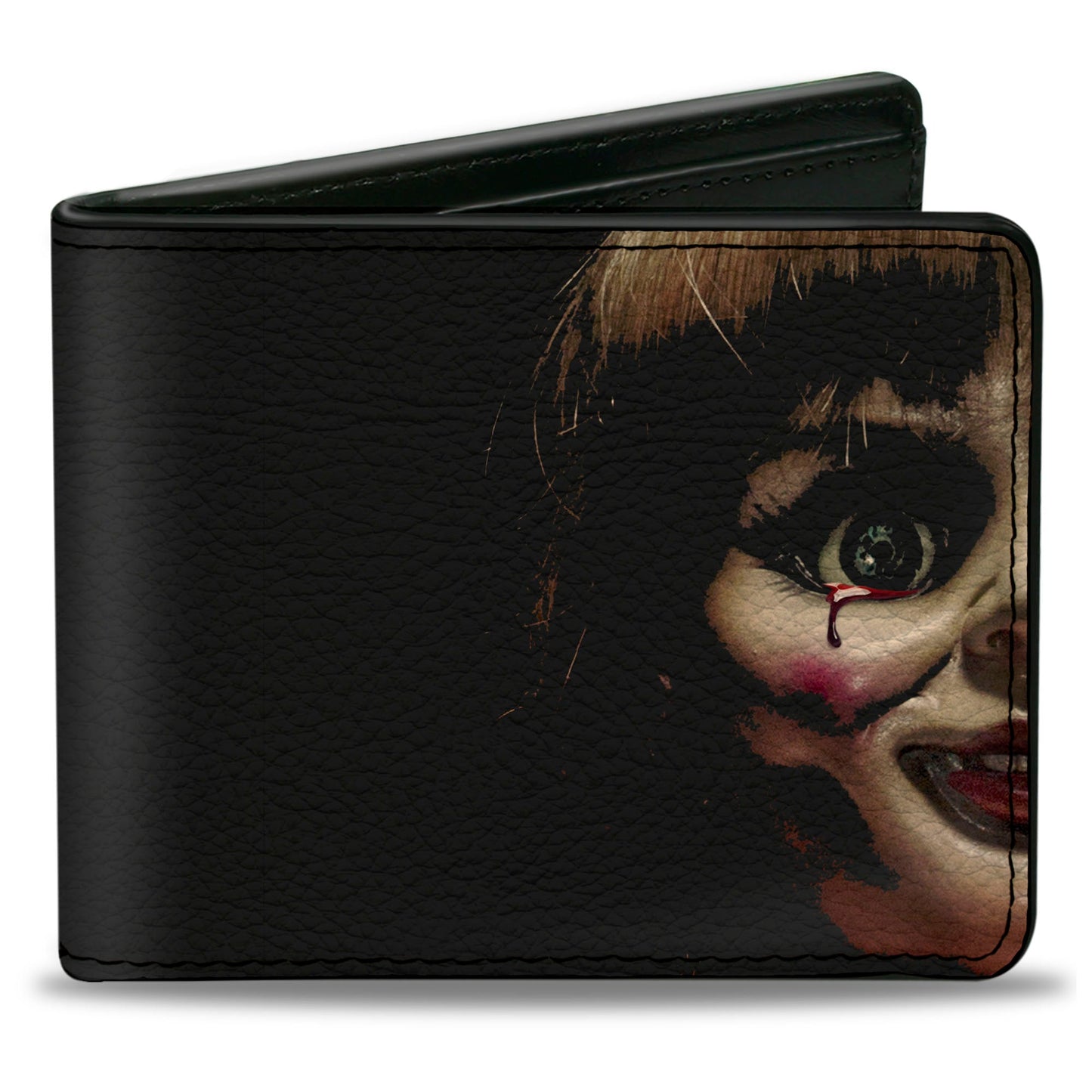 Bi-Fold Wallet - Annabelle Half Face + ANNABELLE Logo Black Tan Red