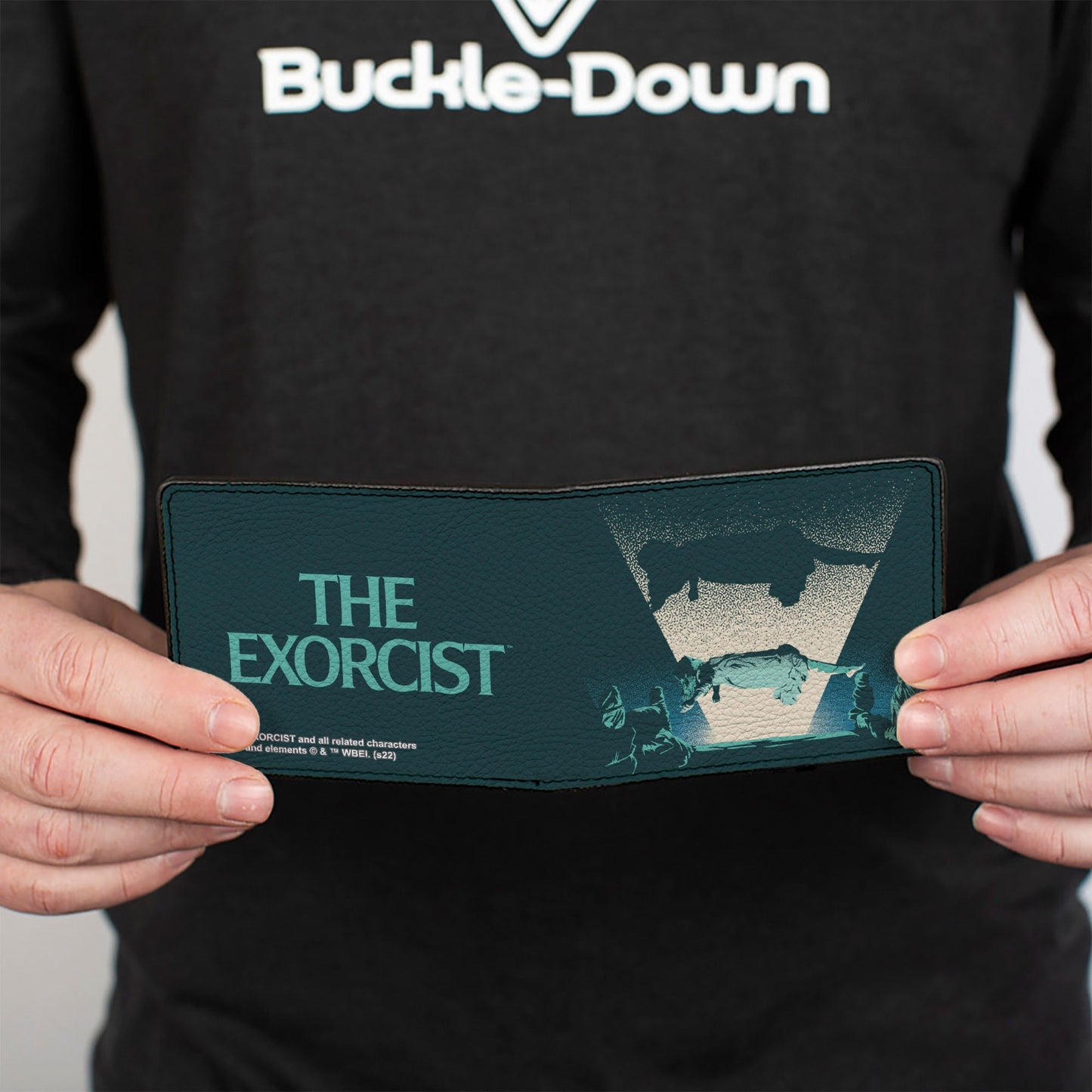 Bi-Fold Wallet - The Exorcist Vintage Regan Levitation Scene Poster + Title Logo Black Greens