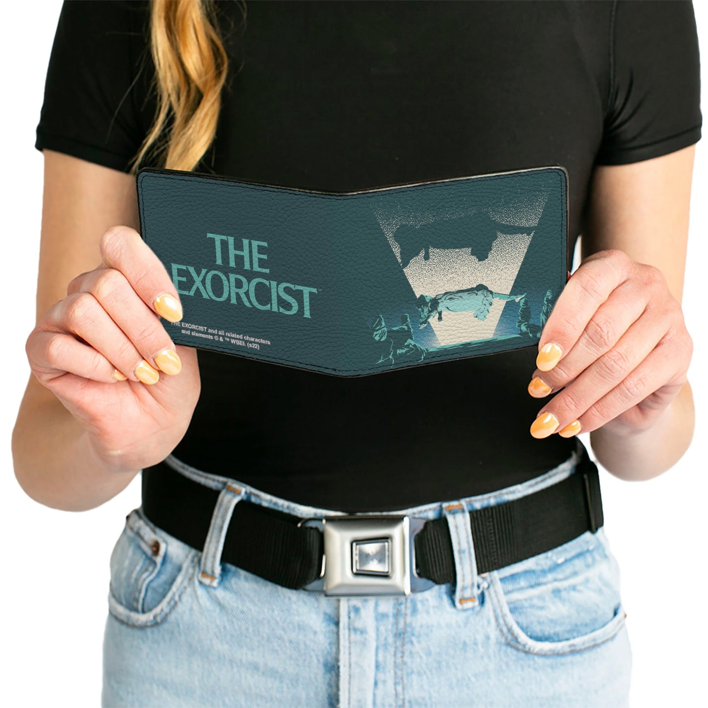 Bi-Fold Wallet - The Exorcist Vintage Regan Levitation Scene Poster + Title Logo Black Greens