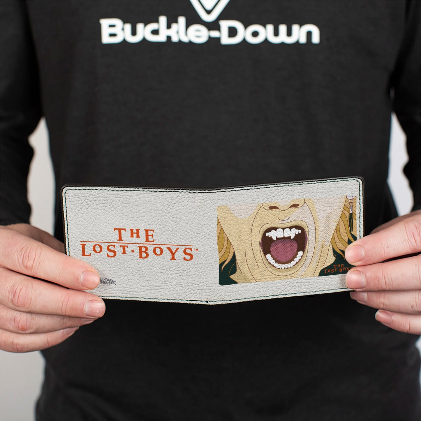 Bi-Fold Wallet - The Lost Boys David Fangs Character Close-Up and Title Logo White/Red