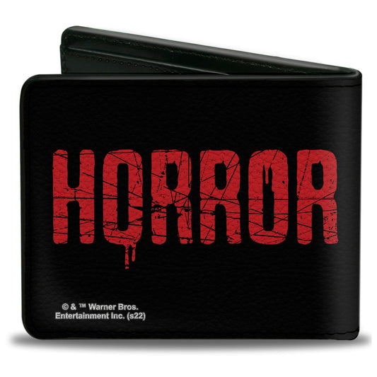Bi-Fold Wallet - ANNABELLE COMES HOME Face Close-Up + HORROR Text Black/Red
