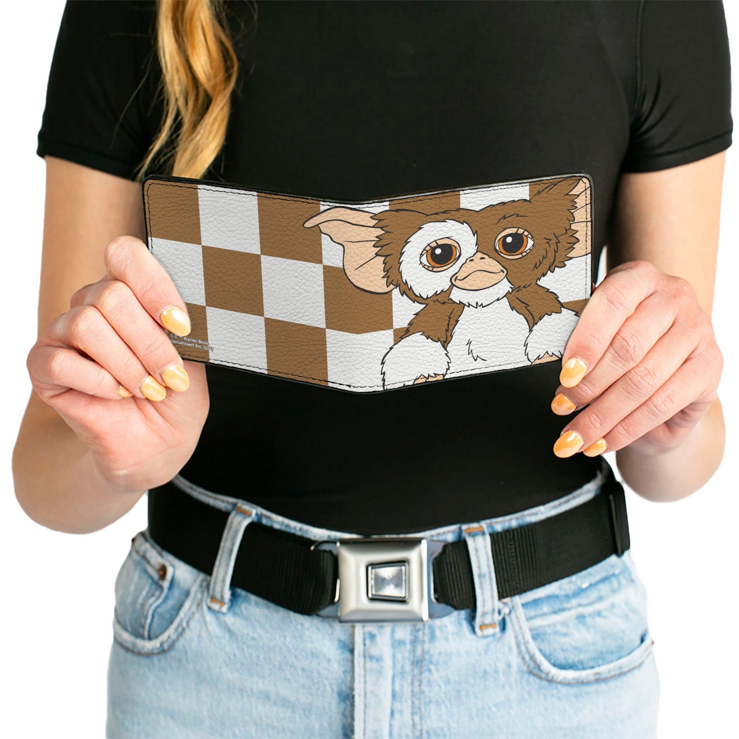 Bi-Fold Wallet - The Gremlins Gizmo Pose Checker Brown/White