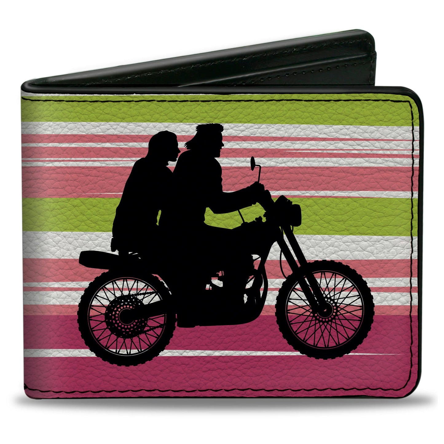 Bi-Fold Wallet - The Lost Boys Motorcycle Ride Silhouette White/Green/Pink