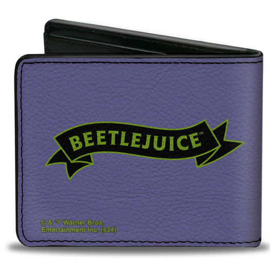Bi-Fold Wallet - Beetlejuice Chibi THE GHOST WITH THE MOST Pose Purple/Green/Black