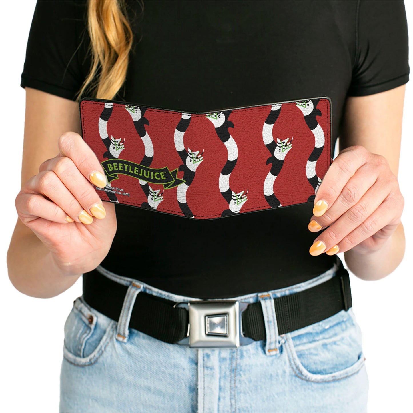 Bi-Fold Wallet - BEETLEJUICE Banner Sandworm Stripe Bed/Black/White