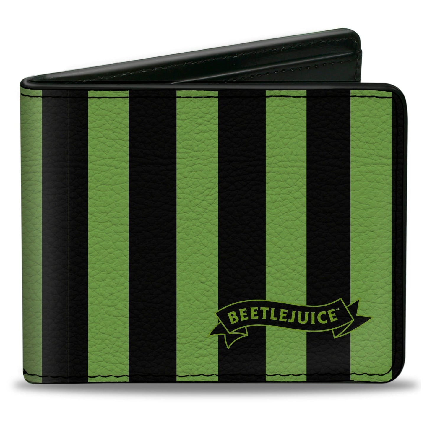 Bi-Fold Wallet - BEETLEJUICE Chibi Characters and Spider Webs Collage Greens