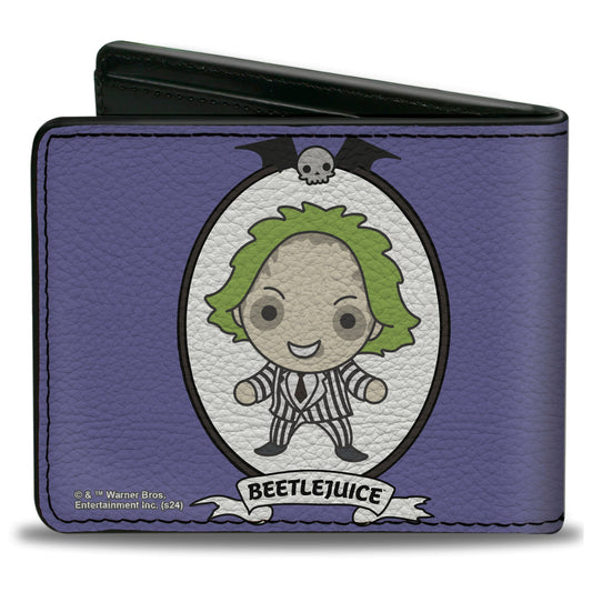 Bi-Fold Wallet - BEETLEJUICE Chibi Full Body Portrait Pose Blue