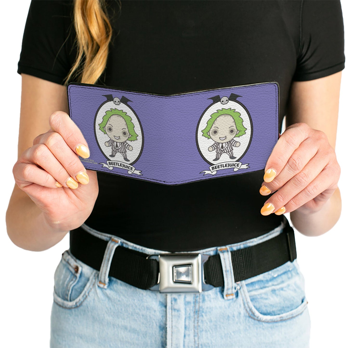 Bi-Fold Wallet - BEETLEJUICE Chibi Full Body Portrait Pose Blue
