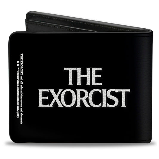 Bi-Fold Wallet - The Exorcist Regan's Face CLOSE-UP + Logo Black White