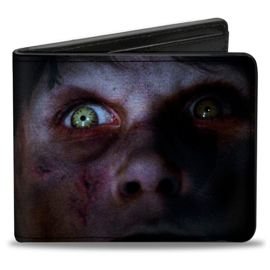 Bi-Fold Wallet - The Exorcist Regan's Face CLOSE-UP + Logo Black White