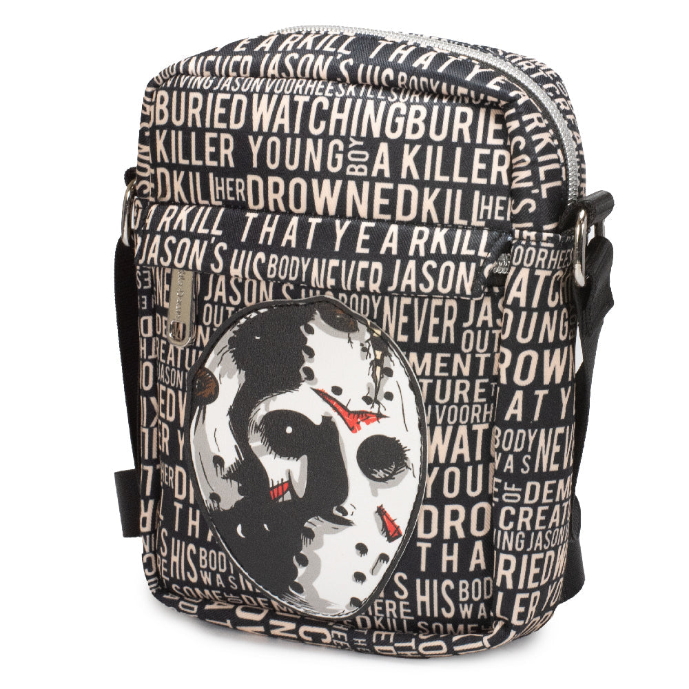 Women's Crossbody Wallet - Friday the 13th Jason Mask with Quotes Collage