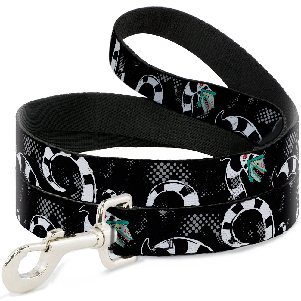 Dog Leash - Beetlejuice Sandworm Healftone Repeat Black/Gray