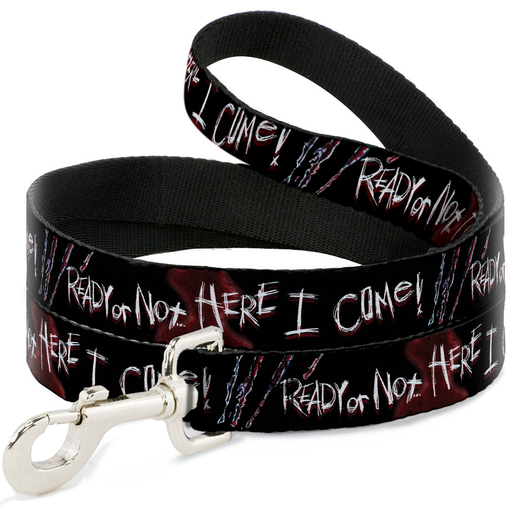 Dog Leash - A Nightmare on Elm Street READY OR NOT HERE I COME/Freddy Silhouette Black/Reds/White