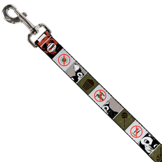 Dog Leash - Gremlins GIZMO Poses/Rules Blocks Red/Greens/Grays/White