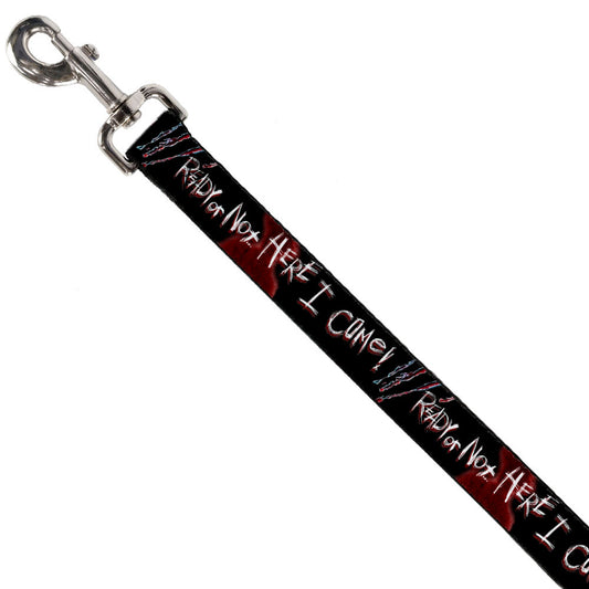 Dog Leash - A Nightmare on Elm Street READY OR NOT HERE I COME/Freddy Silhouette Black/Reds/White