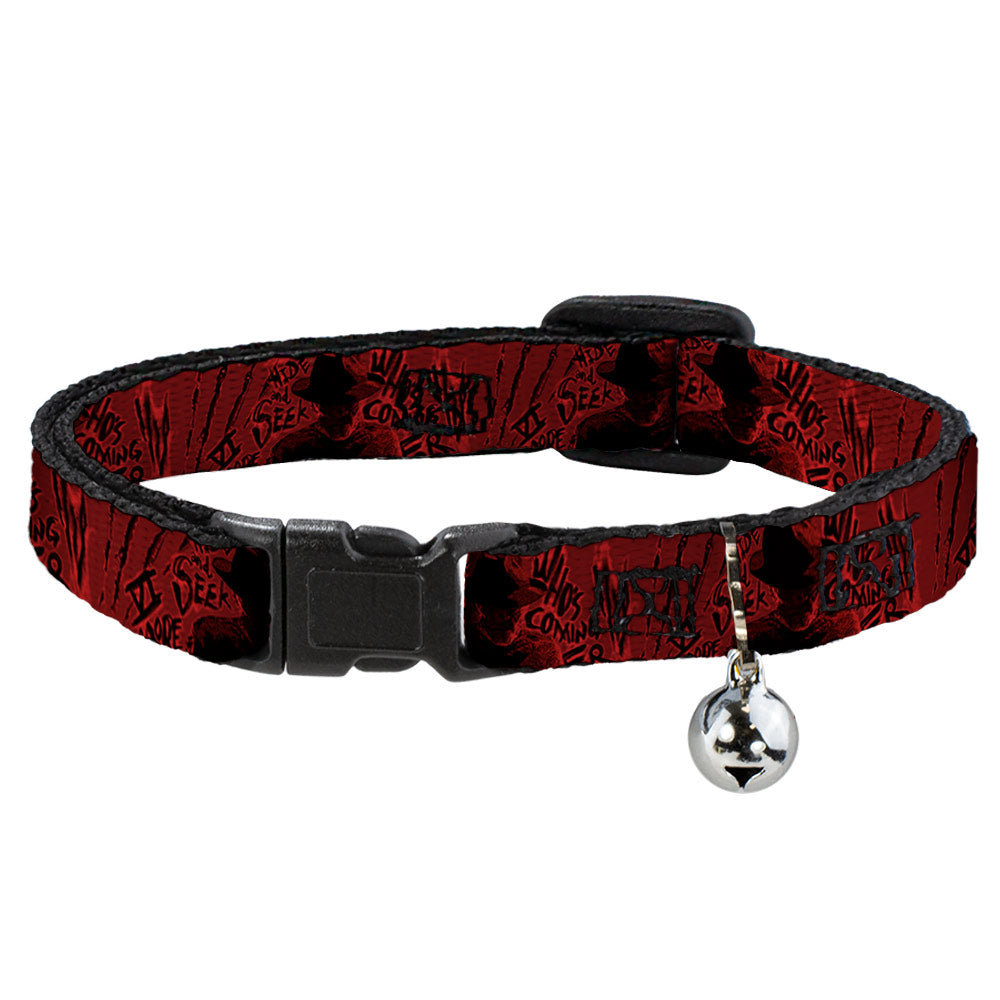 Cat Collar Breakaway - Freddy Poses Quote Scrawls Hand Scratching2 Reds Black