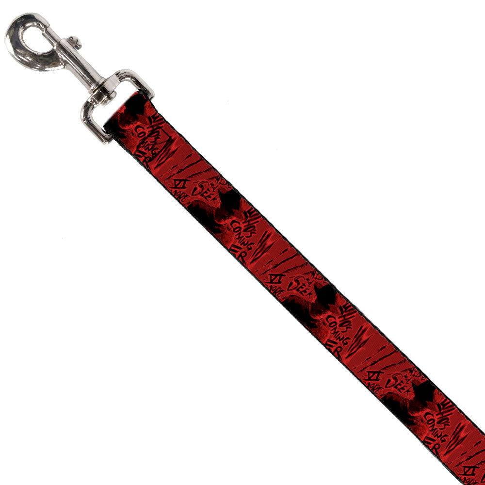 Dog Leash - Freddy Poses/Quote Scrawls/Hand Scratching2 Reds/Black