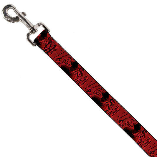 Dog Leash - Freddy Poses/Quote Scrawls/Hand Scratching2 Reds/Black