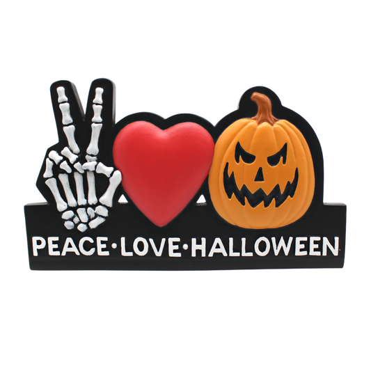 Peace Love Halloween Plaque