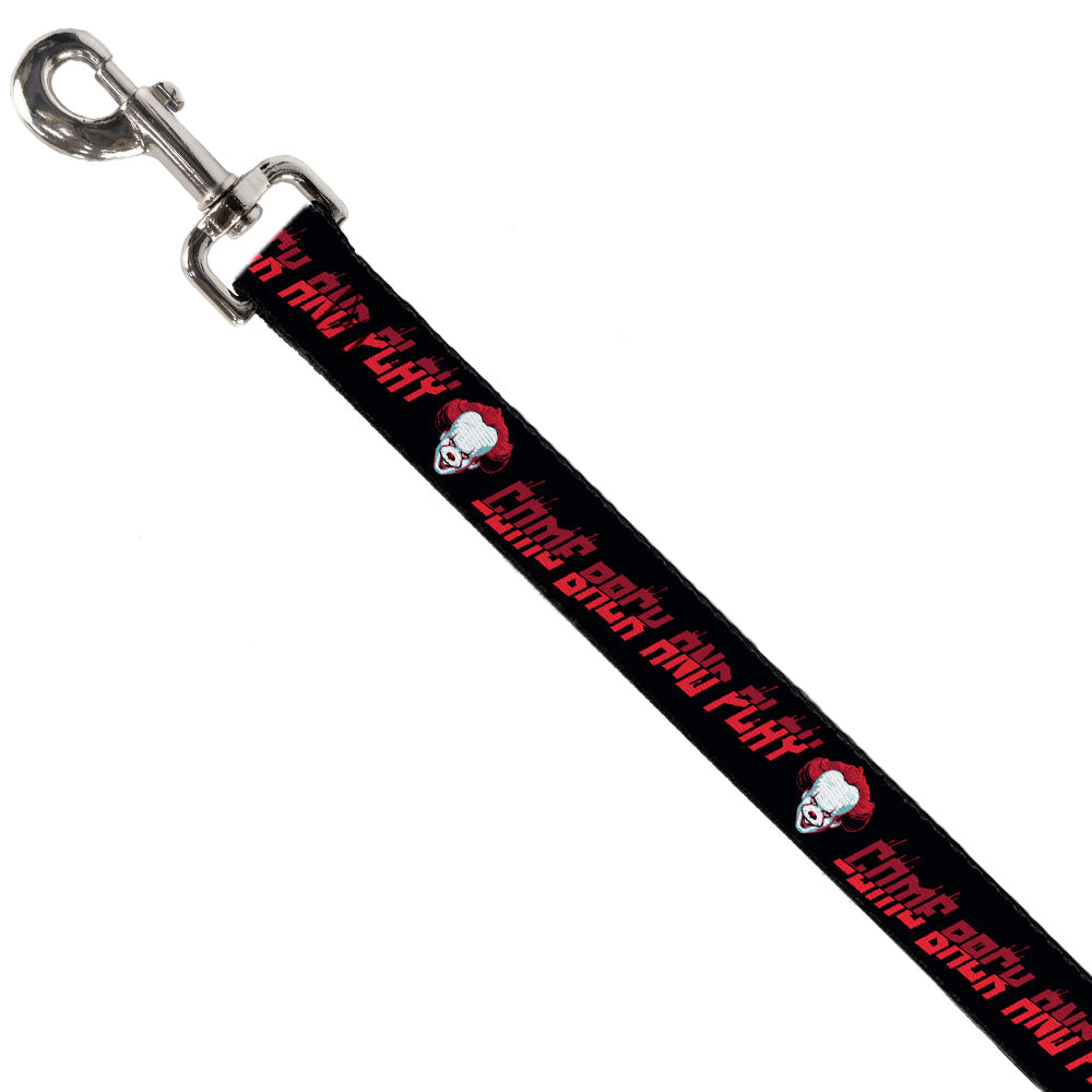 Dog Leash - It Chapter Two Pennywise Face COME BACK AND PLAY Black/Reds
