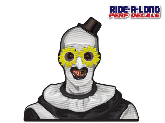 Terrifying Clown with Glasses *RIDE A LONG* Perforated Decal