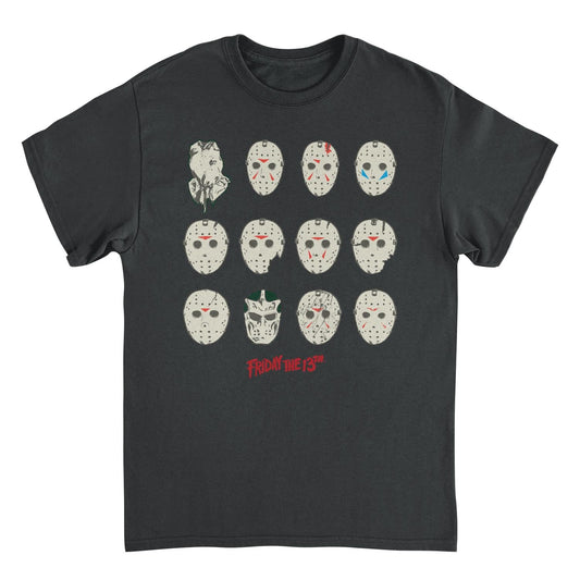 Friday the 13th Masks Black T-Shirt