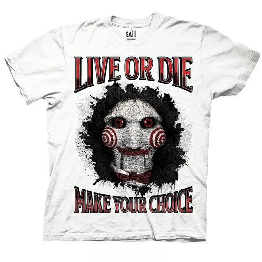 Saw Men'S Short Sleeve T-Shirt Billy Live or Die Make Your Choice Jigsaw Horror Graphic Officially Licensed Sizes S-2XL