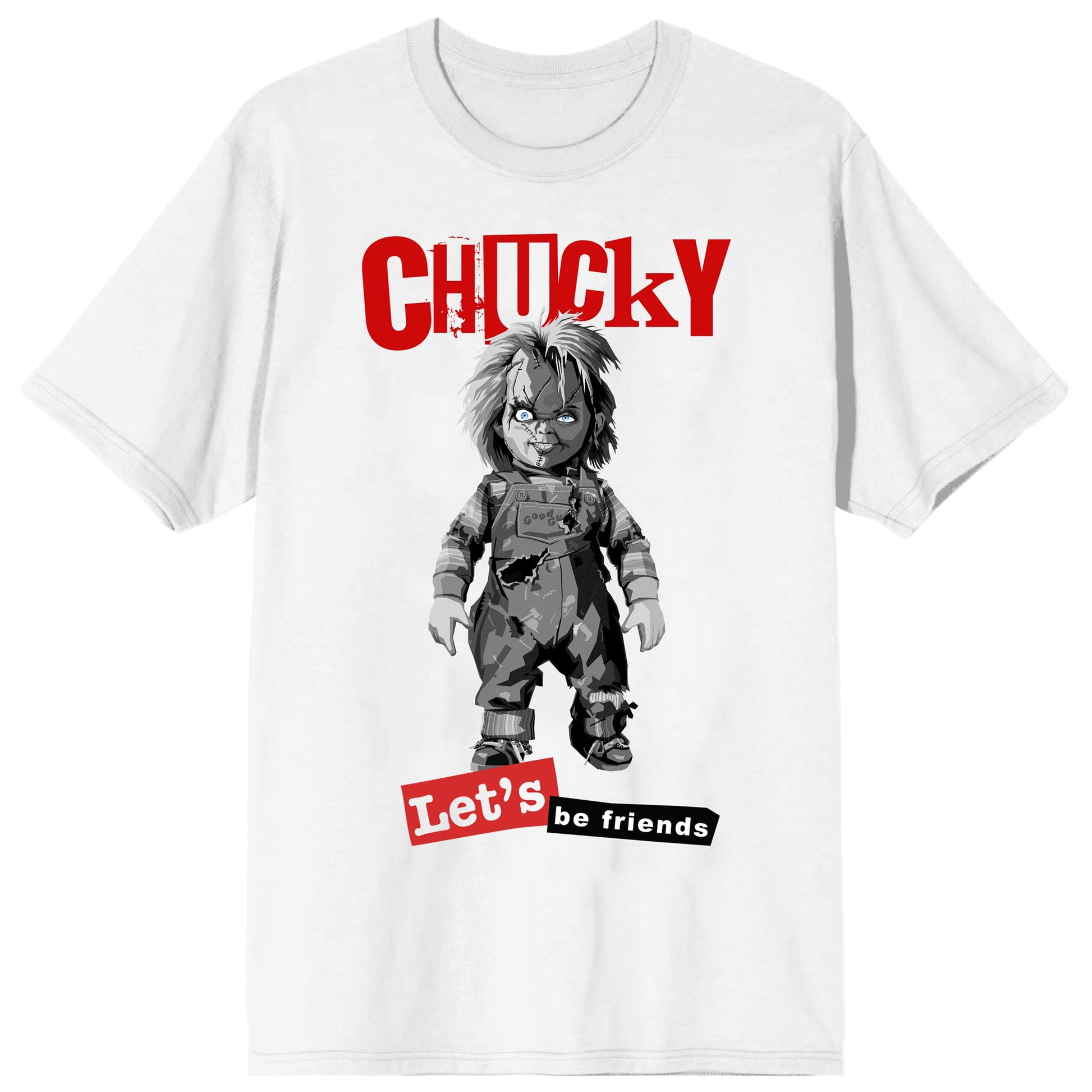 Chucky Let'S Be Friends Crew Neck Short Sleeve Men'S White T-Shirt-Small