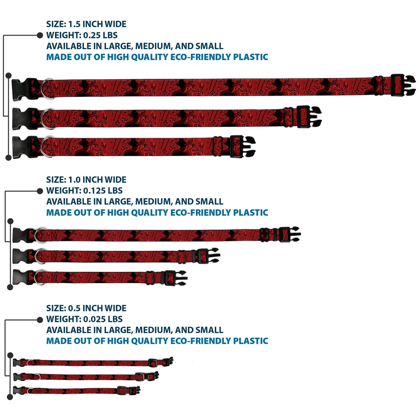 Plastic Clip Collar - Freddy Poses/Quote Scrawls/Hand Scratching2 Reds/Black