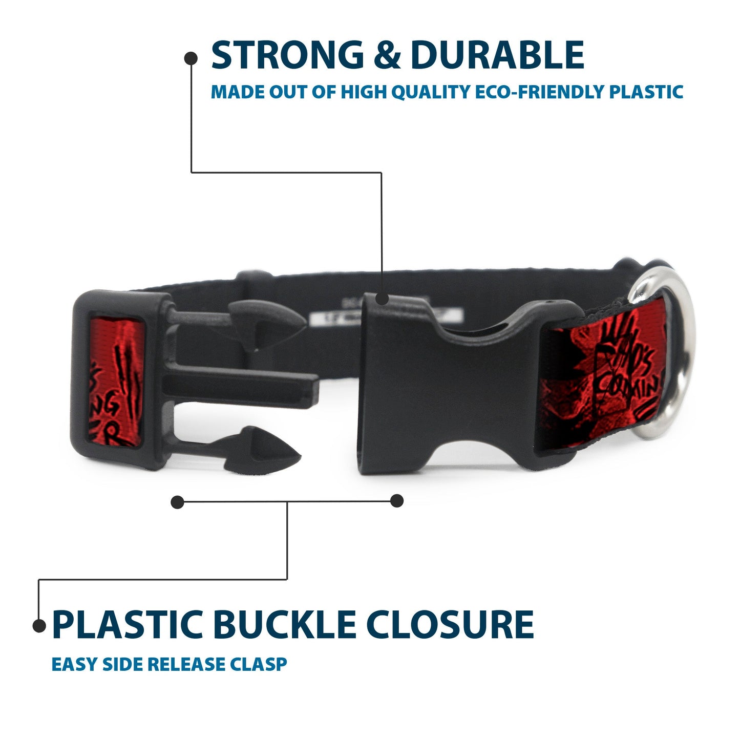 Plastic Clip Collar - Freddy Poses/Quote Scrawls/Hand Scratching2 Reds/Black