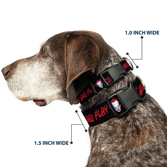 Plastic Clip Collar - It Chapter Two Pennywise Face COME BACK AND PLAY Black/Reds