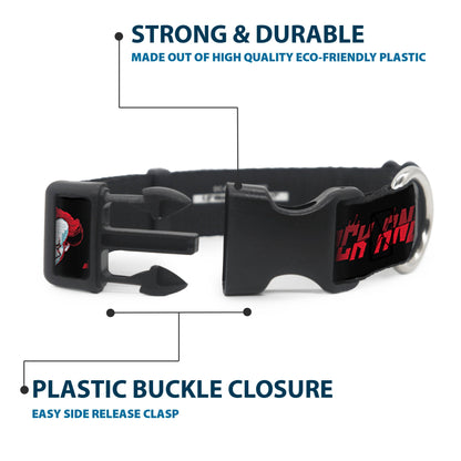 Plastic Clip Collar - It Chapter Two Pennywise Face COME BACK AND PLAY Black/Reds