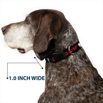 Plastic Clip Collar - It Chapter Two Pennywise Face COME BACK AND PLAY Black/Reds
