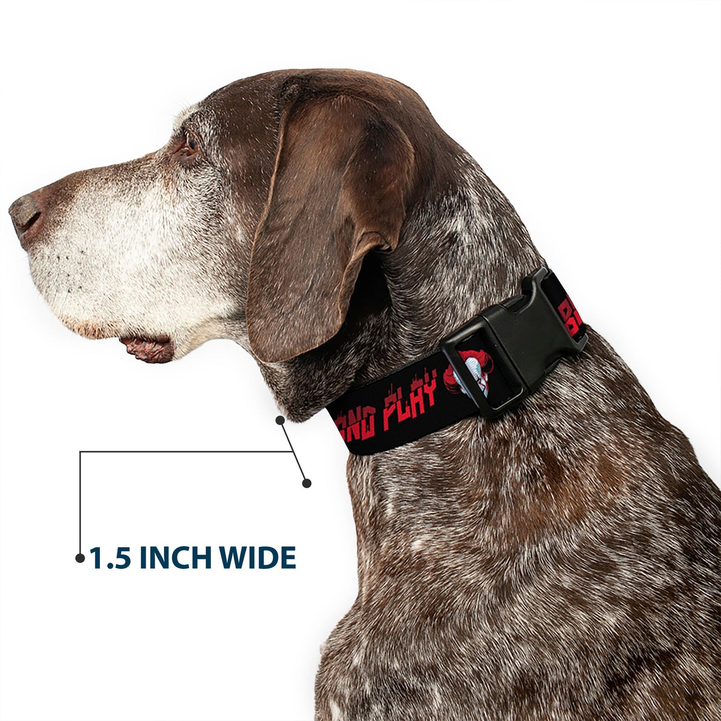 Plastic Clip Collar - It Chapter Two Pennywise Face COME BACK AND PLAY Black/Reds
