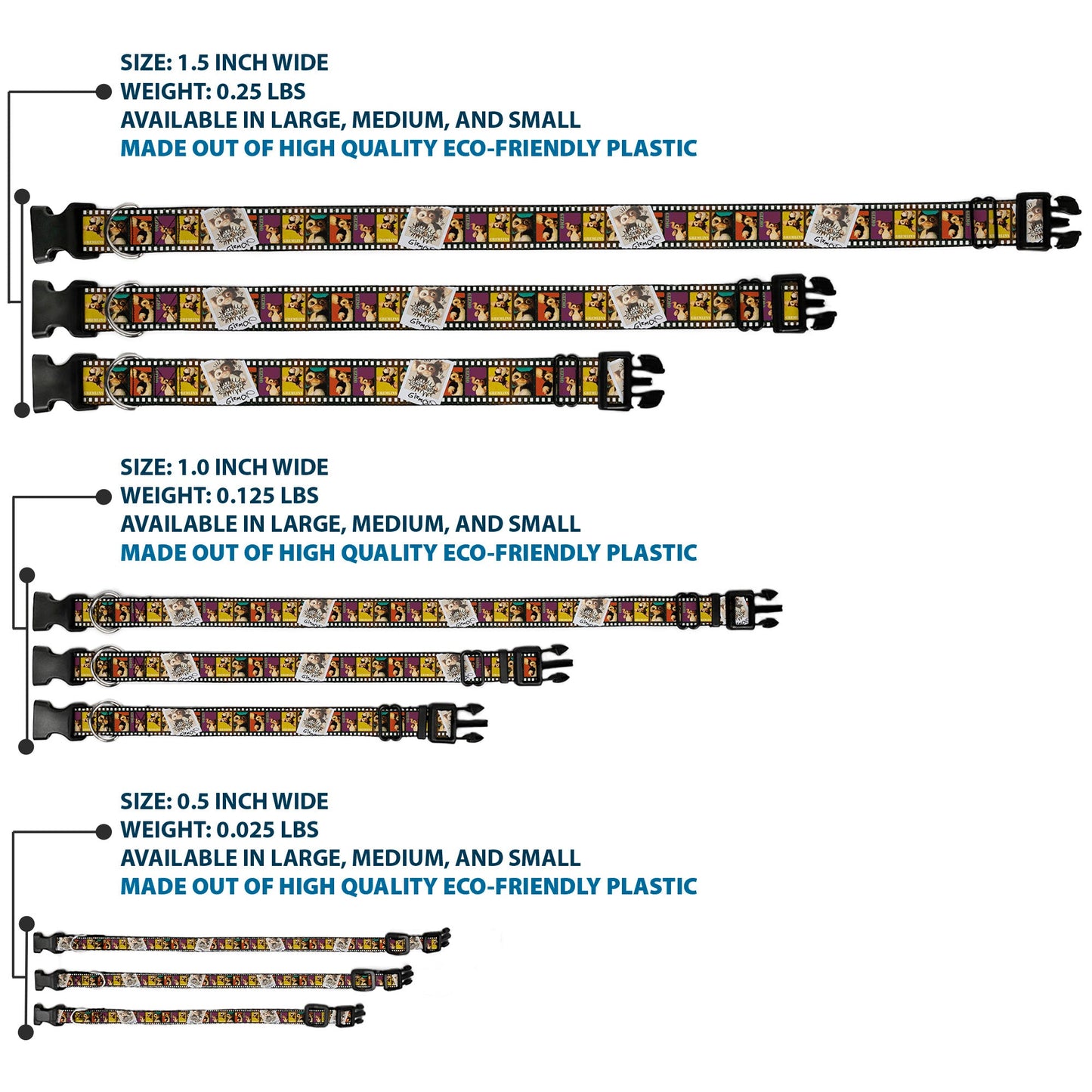 Plastic Clip Collar - Gremlins Gizmo Filmstrip Poses Multi Color