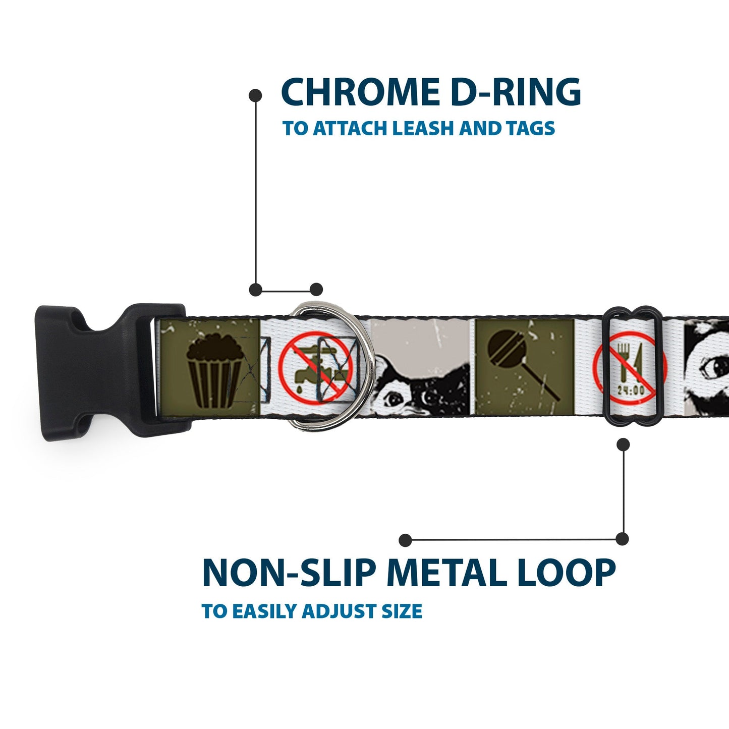 Plastic Clip Collar - Gremlins GIZMO Poses/Rules Blocks Red/Greens/Grays/White