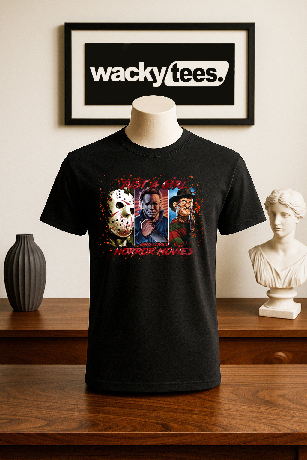 Just a Girl Who Loves Horror Movies Graphic Tee